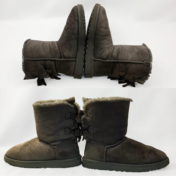 Women’s ⭐️UGG⭐️Grayish/Brown Bailey Bow Boots Size 8 - Picture 13 of 16